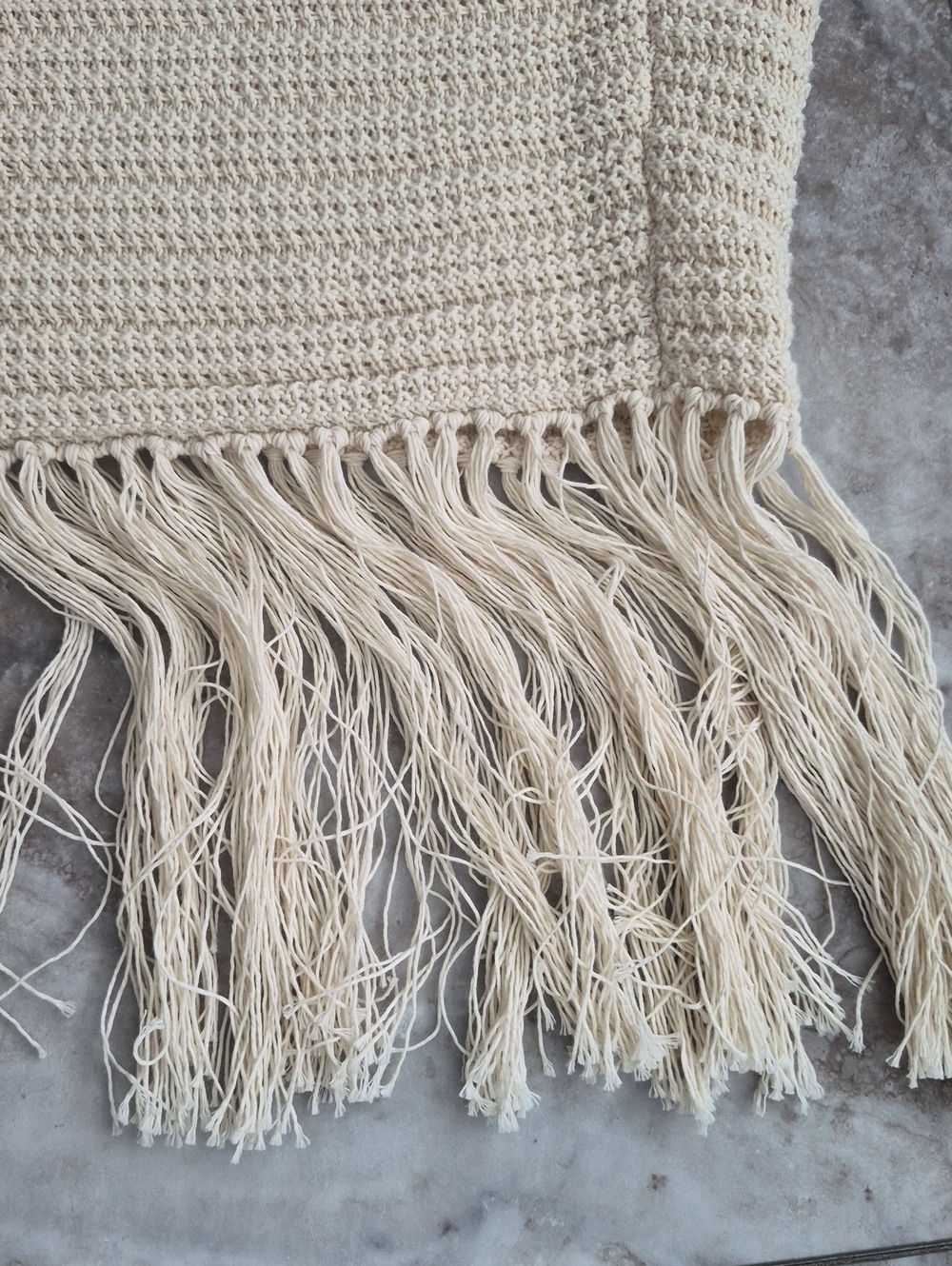 H & M NWT CREAM KNIT CROCHET COTTON BLEND FRINGE BOTTOM STRECH PENCIL SKIRT - Picture 7 of 7